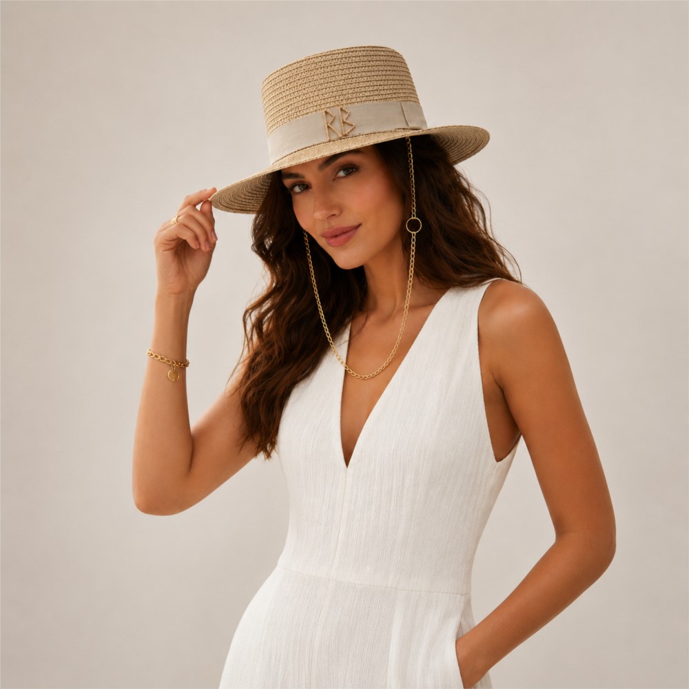 Chapéus de Palha de Verão para Mulheres com Decoração de Fita, Elegantes para Festas, Chapéus de Praia e Sol, Chapeau Femme