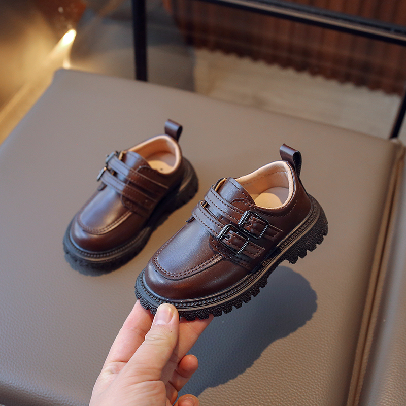 Children's Fall Casual Shoes School Boys and girls Single shoe Size 21-30 Black brown round head casual shoes for children