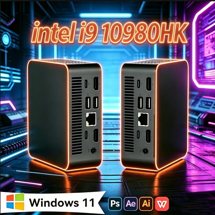 Mini PC para juegos i9 con Windows 11, Intel Core i9 10980HK, 16GB/32GB DDR4, SSD de 2048GB, WIFI 6, BT5.2.