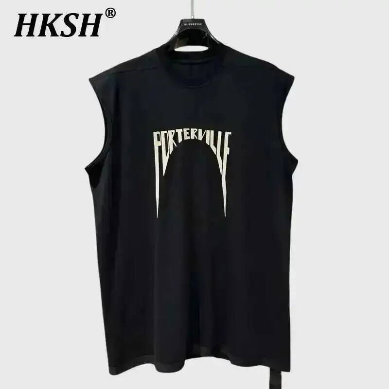 HKSH 2026 Rompi Cetak Baru Musim Semi Musim Panas Pria Wanita Gaya Gelap Leher Bulat Longgar Streetwear Vintage Amerika Tanpa Lengan HK3851