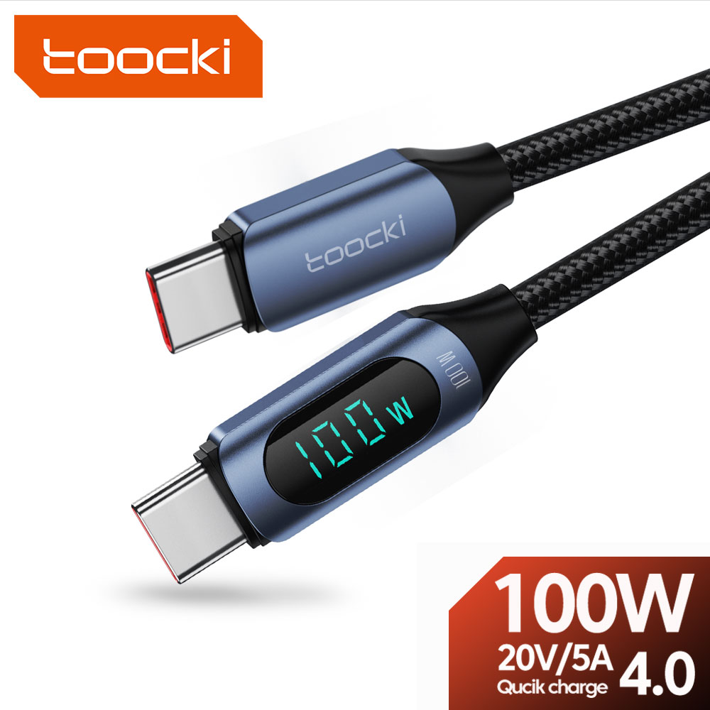 Toocki 100W Màn Hình USB C Sang USB C PD Nhanh Dây Sạc Loại C Loại C dành Cho Xiaomi Poco Samsung Huawei MacBook iPad
