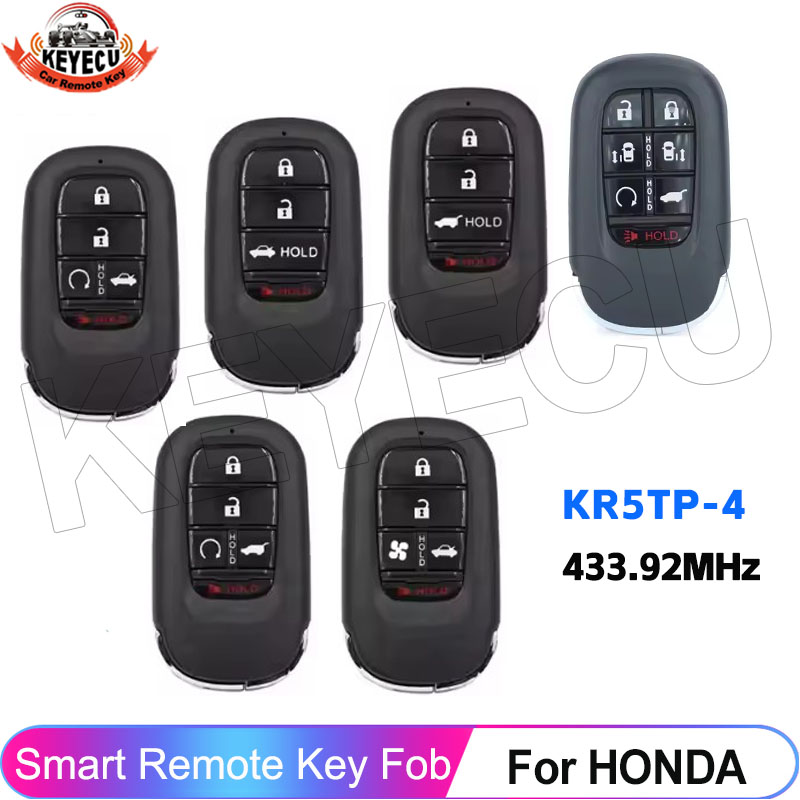 KEYECU KR5TP-4 For Honda Accord Civic HR-V CR-V Pilot 2022 2023 2024 2025 Smart Key Remote Control A3C0775510100 433MHz 4A Chip
