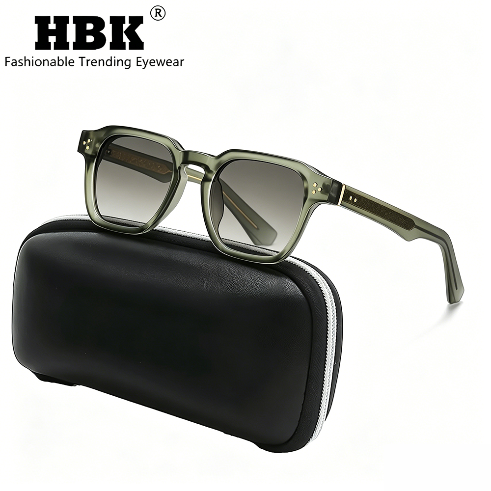 Óculos de Sol Vintage HBK para Homens, Armação Quadrada Premium, Óculos de Sol Gradientes para Mulheres, Óculos Decorativos para Viagem e Direção