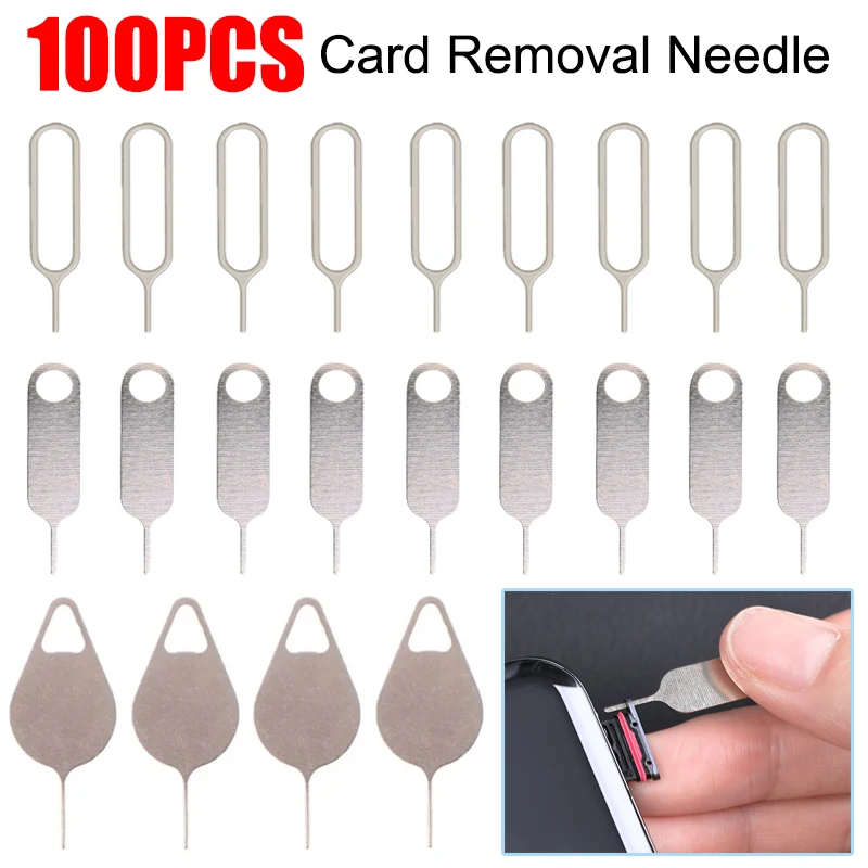 Bandeja de tarjeta Sim de expulsión de Metal, herramienta clave de Pin abierto para IPhone 14 13 SamSung Xiaomi Apple IPad Tablet, aguja de extracción Universal, 100-1 Uds.
