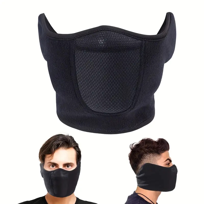 Máscara cálida a prueba de viento para pesca al aire libre, cubierta facial para deportes, correr, ciclismo, Polar, media máscara, protección para los oídos, invierno