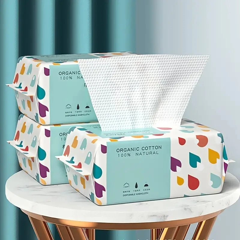 Serviette jetable épaisse 100% coton pour le visage, lingettes démaquillantes douces, nettoyant à sec, pour les soins de la peau