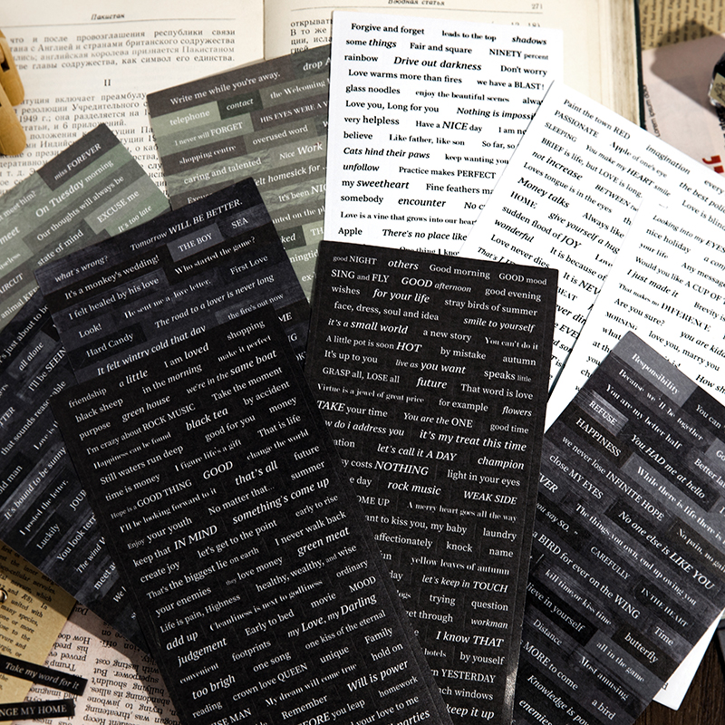 Yoofun 3 sztuk/paczka Vintage kochanek litery naklejki Rretro Excerpts etykiety z literami na Bookmark Journal Scrapbooking DIY artykuły papiernicze