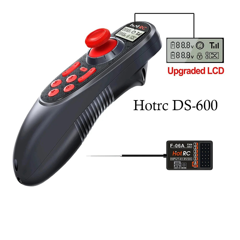 Радиосистема Hotrc DS-600 6CH 2.4ГГц с пультом управления и 6-канальным приемником F-06A для радиоуправляемых моделей лодок