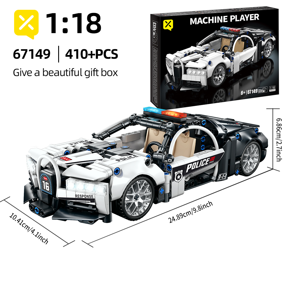 ToylinX 410 Uds. Bloques de construcción de automóviles de policía, beneficios de desarrollo de aprendizaje temprano, juguetes ensamblados de inteligencia, regalos para niños