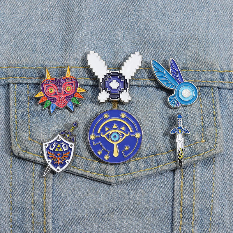 Pin Enamel permainan Anime bros Perisai penyihir pasang-lencana kartun suvenir perhiasan hadiah untuk pemain