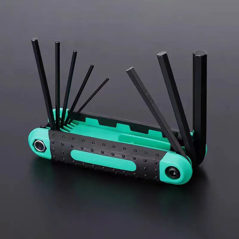 Juego de llaves de tubo plegables portátiles, Mini llave de tubo hexagonal interior métrico multifuncional, herramienta de reparación para el hogar y exteriores, 8 Uds.
