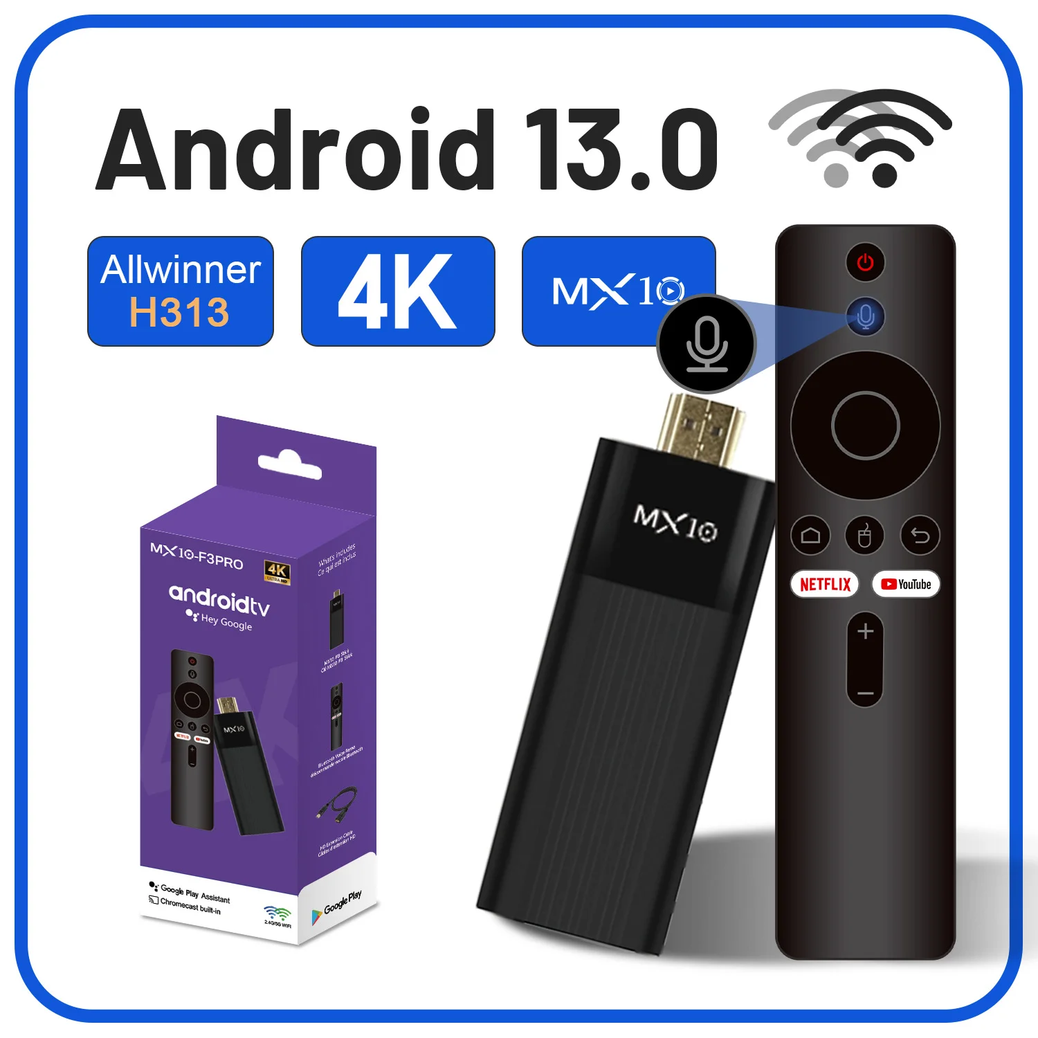4K MX10 F3 PRO TV Stick 4K Fire TV StickทีวีรีโมทคอนโทรลAndroid TV Stick Quad Core Firestick 4K