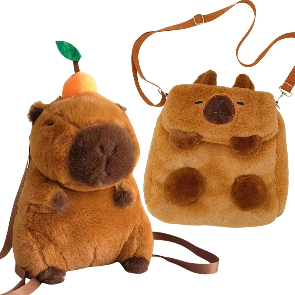 Capivara mochila de pelúcia kawaii moda plushie boneca saco de pele das crianças bolsa de ombro mini mochila sacos presentes para namorada