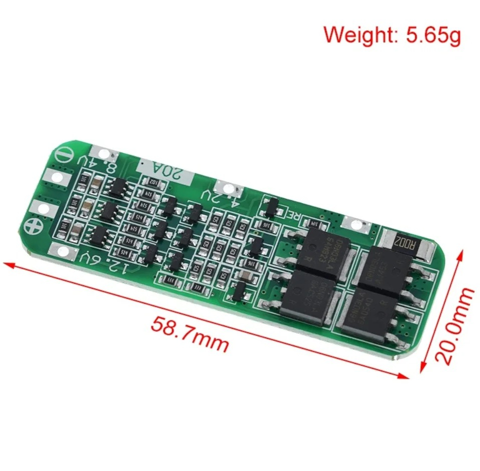 1BMS boormotor bescherming boord 12.6V lithium batterij module 64x20x3.4m18650 3S 20A lithium ion batterij oplader PCB