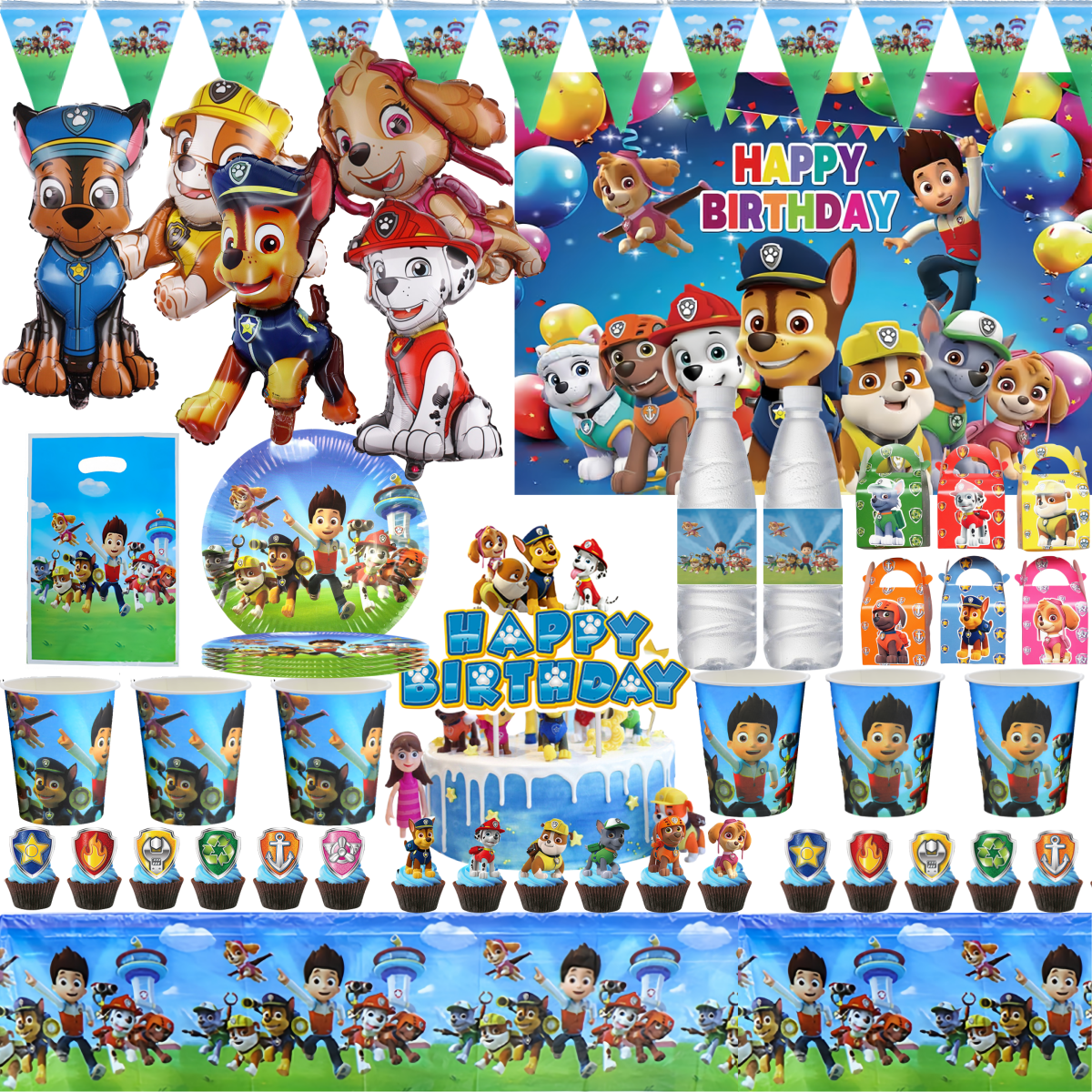 Decoração de Festa de Aniversário PAW Patrol, Adesivos de Cachorro em Cartão, Balões, Pratos, Toalhas de Mesa, Lembrancinhas PAW Patrol, Suprimentos para Festa