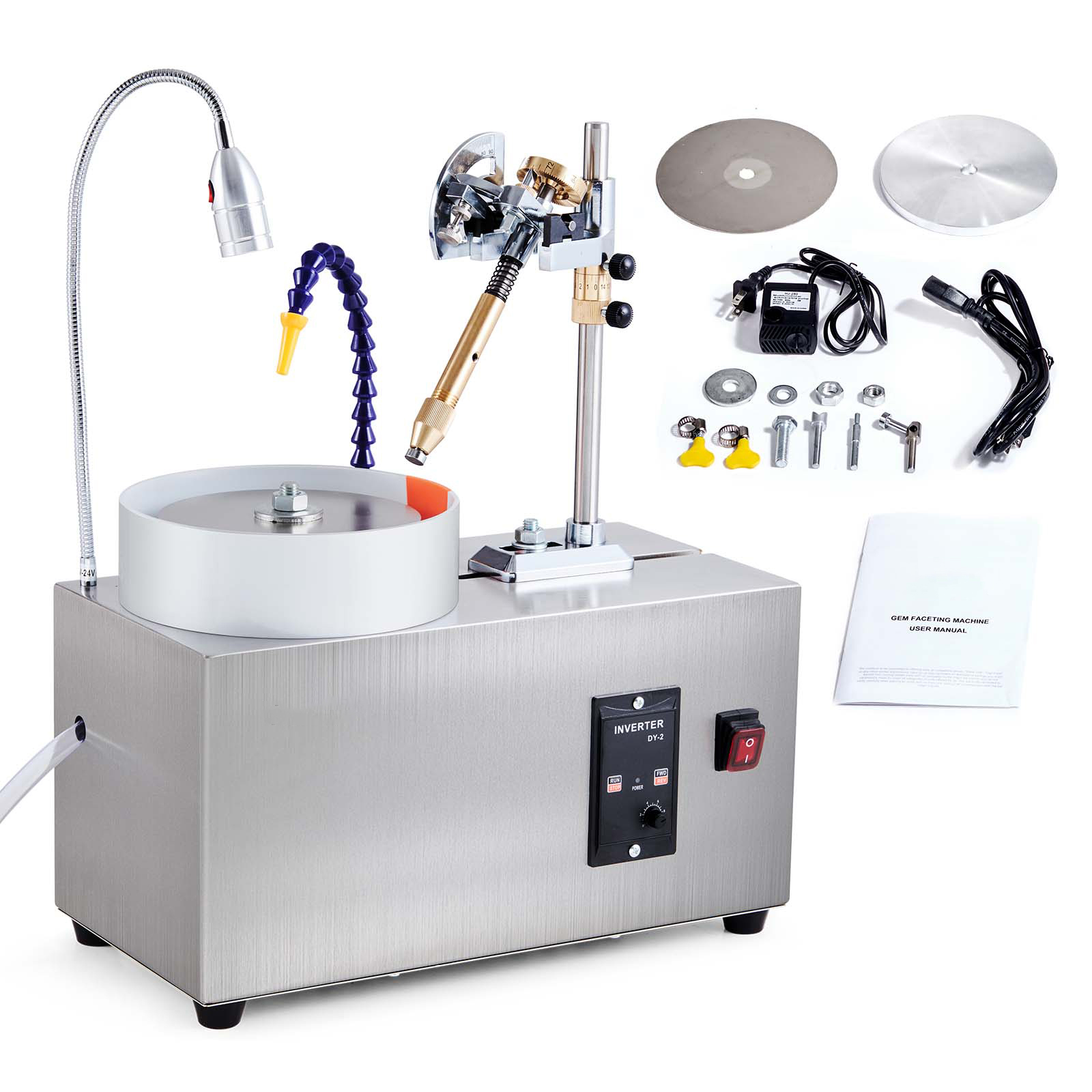 SucceBuy Machine à facetter les pierres précieuses 180W Machine de polissage de meulage de Jade 0-2980 tr/min vitesse de rotation réglable polisseuse d'angle de bijou de roche