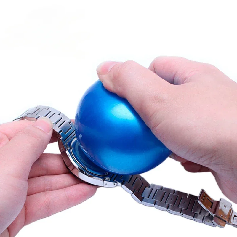 Caja de reloj bola abierta azul 7cm de diámetro caucho duradero seguro confiable reloj portátil bola de fricción para herramienta de reparación profesional
