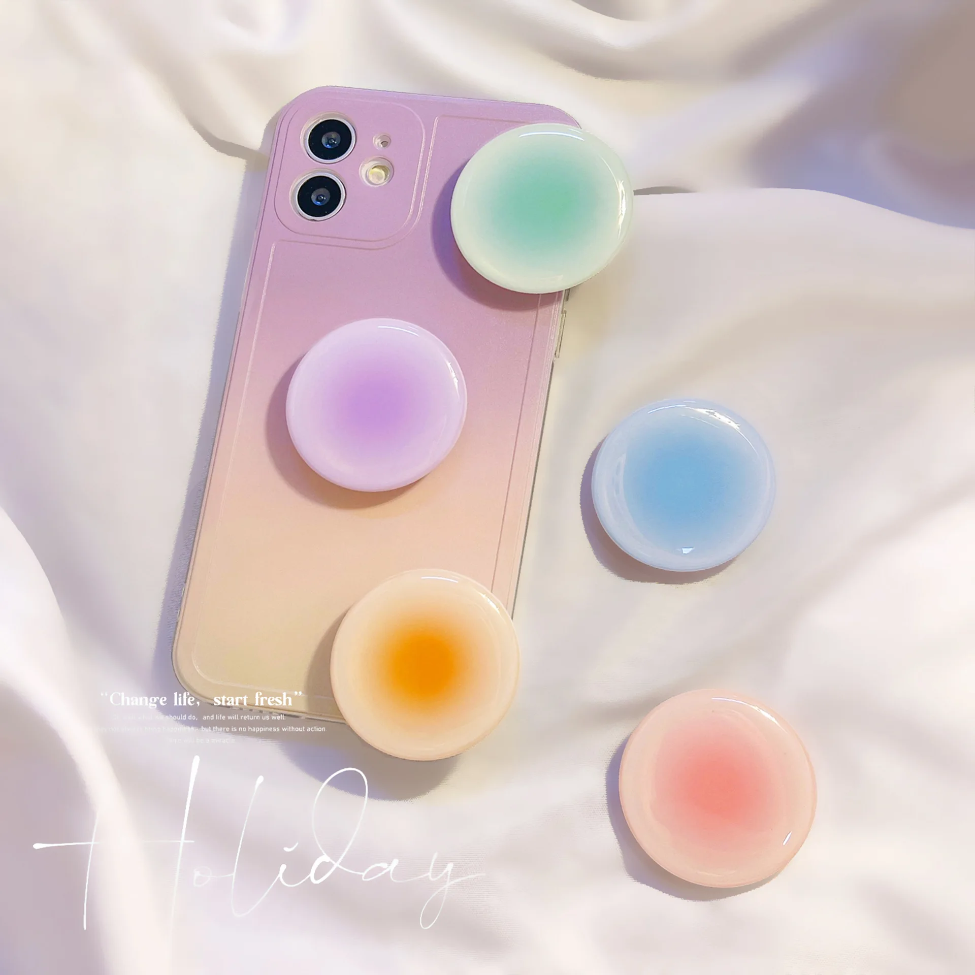 Niedlicher Macaron Silikon Runder Halter Grip Tok Griptok Handyständer Halterung für iPhone 16 für Pad Smart Tok