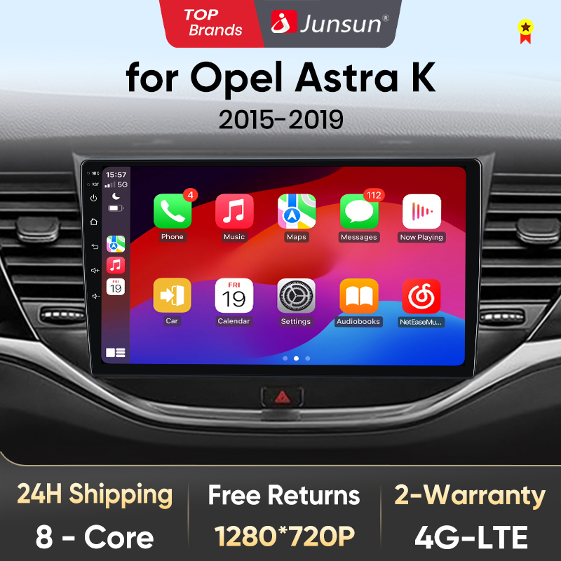 Junsun V1 AI voz inalámbrica CarPlay Android Auto Radio para Opel Astra K 2015 2016 2017 2018 2019 4G coche Multimedia GPS 2din