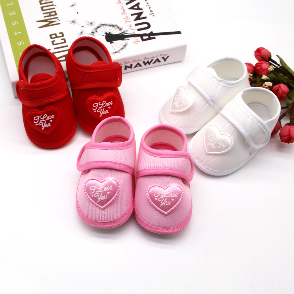 1 par primavera outono bebê primeiros caminhantes infantil do bebê meninas meninos sapatos antiderrapantes em forma de coração recém-nascido chinelo sapatos 0-18 meses