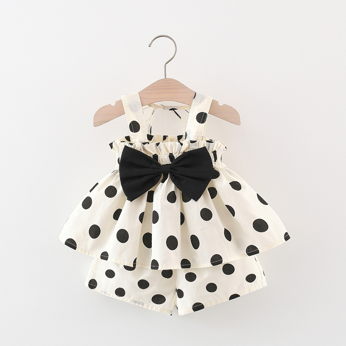 Meisjes Strand Vakantie Kleding Strik Jarretel Tops en Shorts Polka Dot Patroon 2pc Set Zomer Baby Meisje Koreaanse Stijl Set