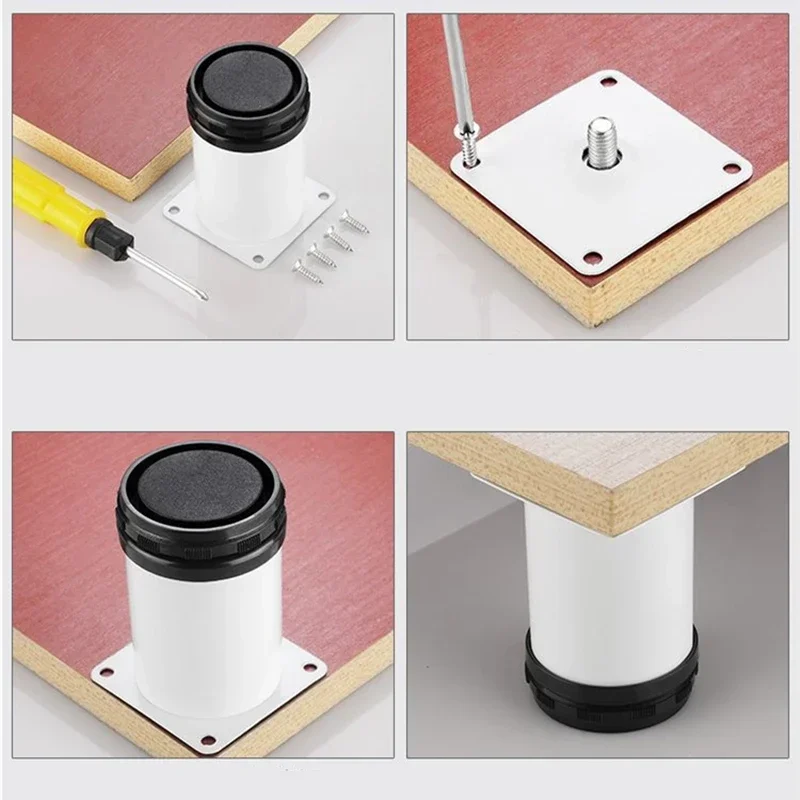 4 Uds. Patas de repuesto de metal para muebles, de acero inoxidable blanco, de 50mm-250mm, ajustables para gabinetes, sofás y armarios, herrajes para muebles