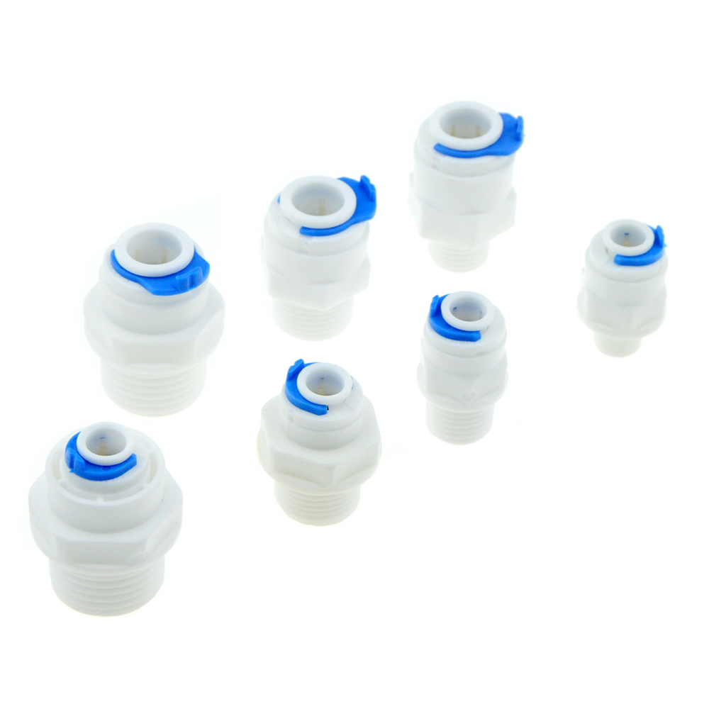 RO น้ําตรงท่อ 1/4 3/8 OD ท่อ 1/8 "1/4" 1/2 "3/8" BSP ด้ายชายพลาสติก Quick Connector ระบบน้ําบริสุทธิ์