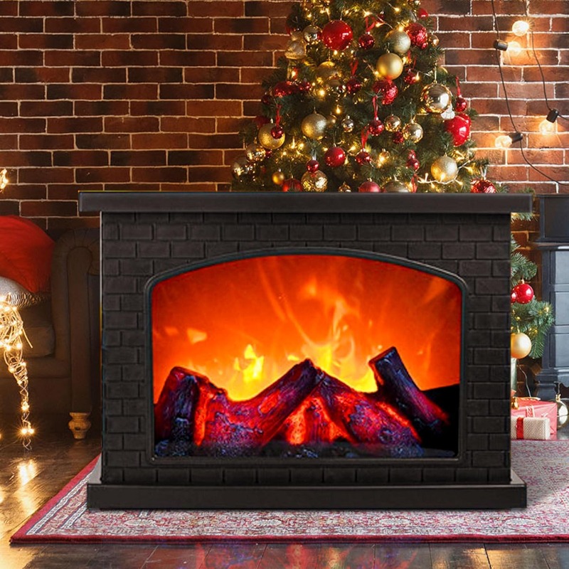 Realistischer Flammen-Kamin im Lichtkohl-Stil für warme, gemütliche Familie, Zuhause, Atmosphäre, Urlaub, Winter, Party, Innen- und Außendekoration