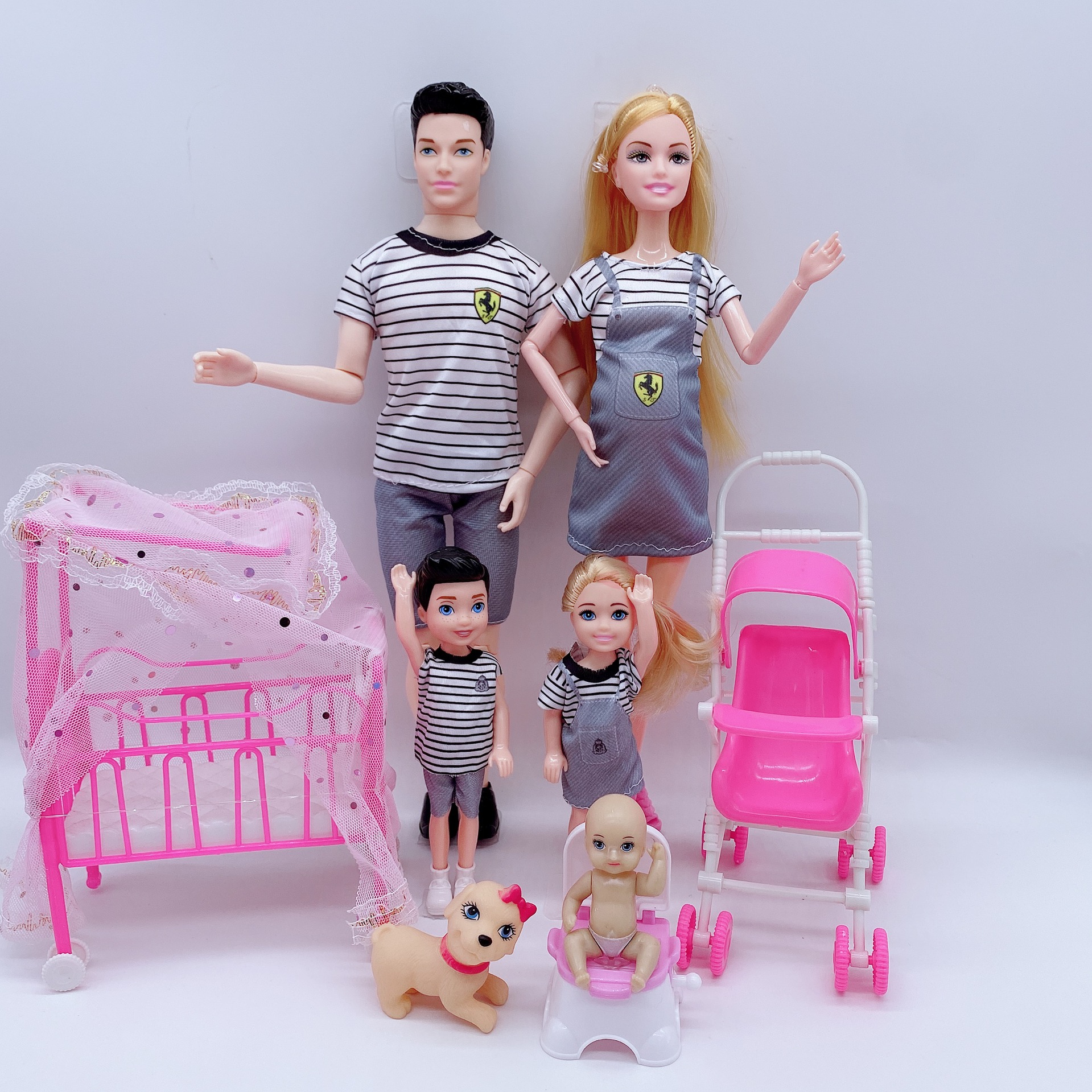 Maison de poupée mignonne à la mode, accessoires de poussette familiale pour poupées enceintes de 11.5 pouces avec poupée bébé, cadeau d'anniversaire et de noël, jouets pour enfants