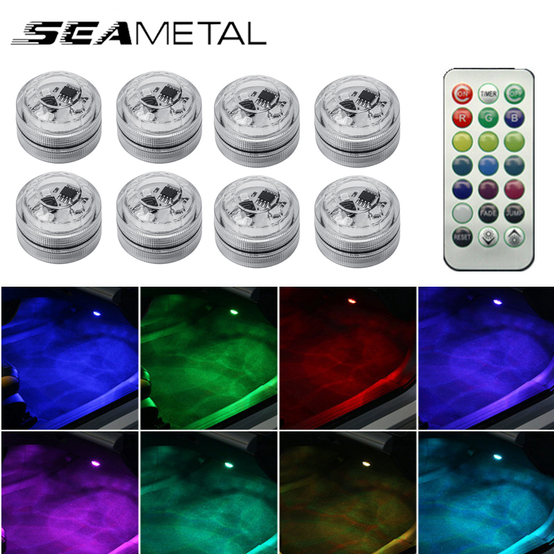 SEAMETAL ワイヤレス粘着 LED 車内アンビエントライト自動屋根足元雰囲気ランプダイヤモンドダイビングライトリモコン