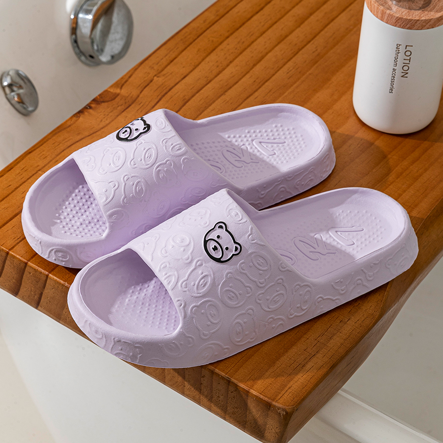 Słodki miś kreskówkowy kapcie damskie kryty miękka podeszwa wygodne slajdy łazienkowe antypoślizgowe trwałe para plaża Outdoor Homeshoes