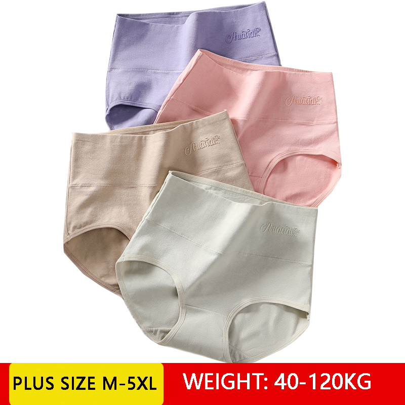 4 pezzi/set mutandine di cotone a vita alta biancheria intima dimagrante per il corpo delle donne slip solidi mutande taglie forti lingerie traspirante femminile