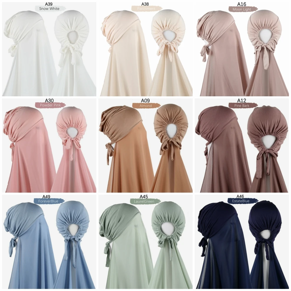 Chal de gasa liso con Jersey, bufanda interior, gorro, bufanda interior islámica, diadema, cubierta Hijab elástica, turbante