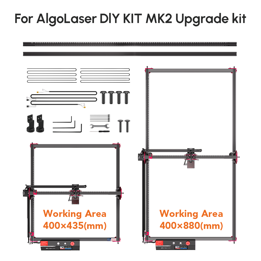 AlgoLaser DIY KIT MK2 10W 5W Engraving Area Expansion Kit Expand Working Area to 33.46" x 15.75"（850mm*400mm) Y-axis Extension
