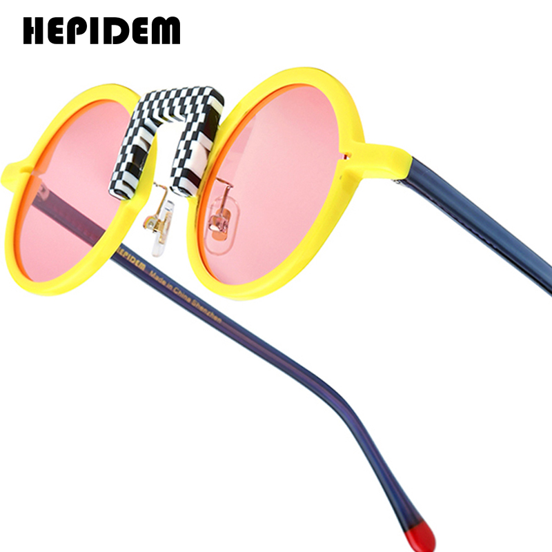 HEPIDEM Acetaat Gepolariseerde Zonnebril Dames Nieuw in Trendy Beroemde Merk Designer High-end Retro Vintage Ronde Zonnebril y2k 9382