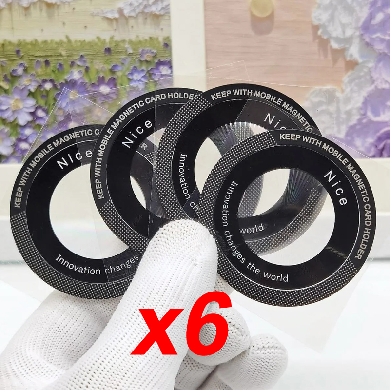 6 buah untuk cincin logam magnetik Magsafe untuk telepon stiker logam Universal mendukung pengisi daya nirkabel lembar pelat Magnet pegangan mobil