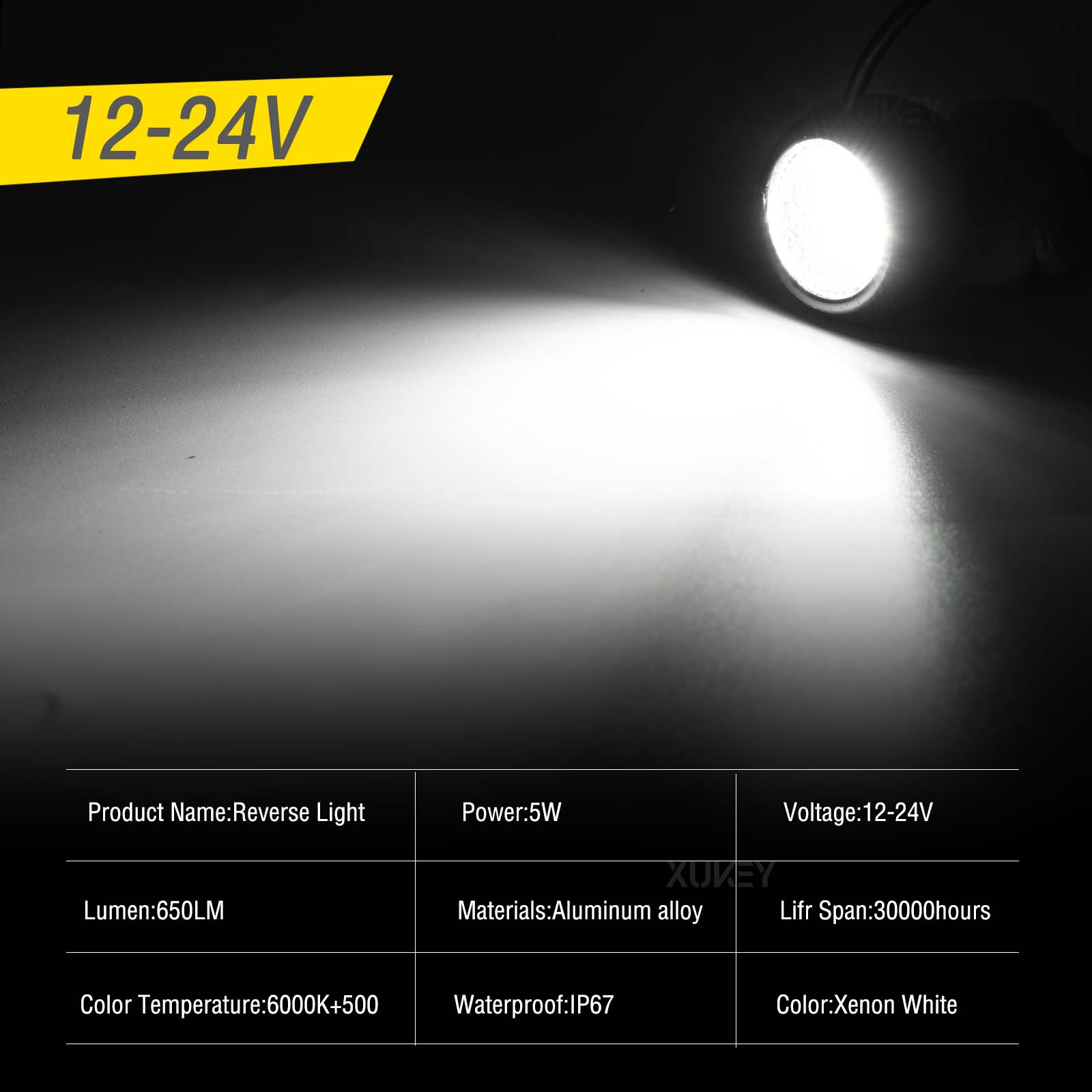 Dc 12-24V Eagle Eye Hulp Omgekeerde Led Licht 5W 6500K Auto Lamp Witte Ronde Lamp Overdag Hardloop Oogkleppen Aluminium Lens
