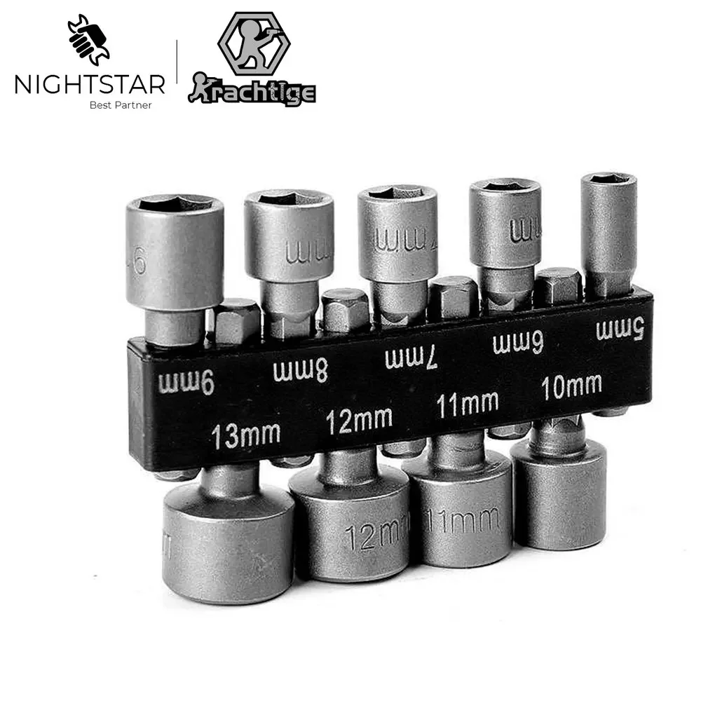 Adaptador de broca de vástago hexagonal, herramienta de tornillo de llave de vaso, 9 piezas, 5mm, 6mm, 7mm, 8mm, 9mm, 10mm, 11mm, 12mm, 13mm