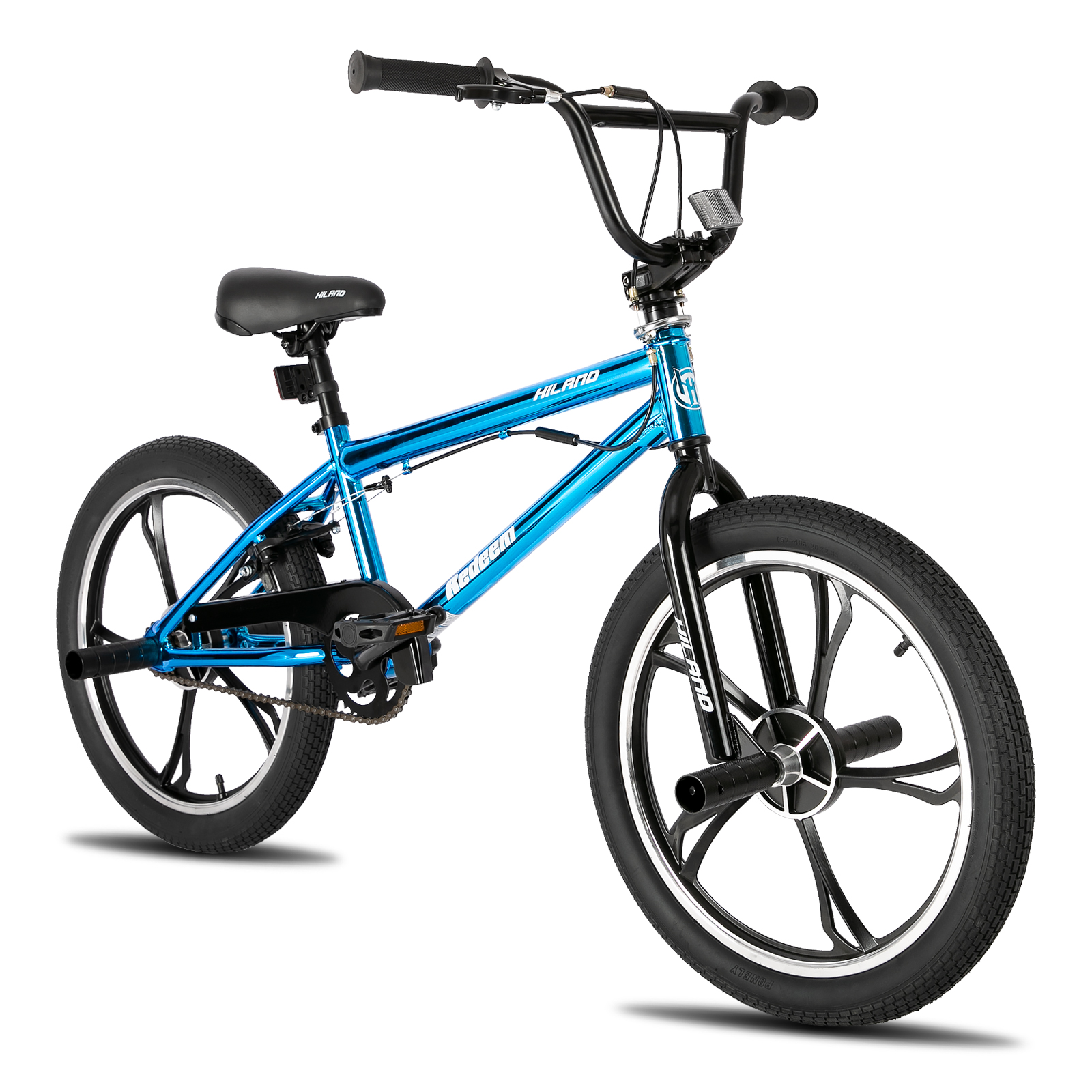 Hiland 20 inch BMX-fiets voor kinderen voor jongens, meisjes van 5-12 jaar, 360 graden rotor Freestyle, 4 haringen Single Speed BMX-fiets voor kinderen