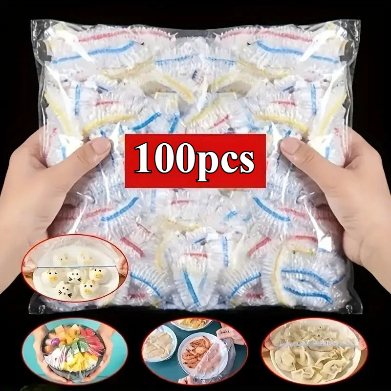 100 piezas de Envoltura de Alimentos Transparente Elástica, Plástico Multiusos para Cocina, para Restaurante, Picnic, Se Adapta a Todos los Tamaños de Platos