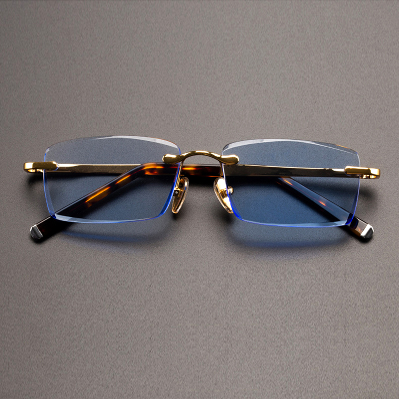 Occhiali da sole in pietra di cristallo blu uomo occhiali da sole in vetro senza montatura di lusso donna lenti minerali naturali occhio idratante in acetato Vintage