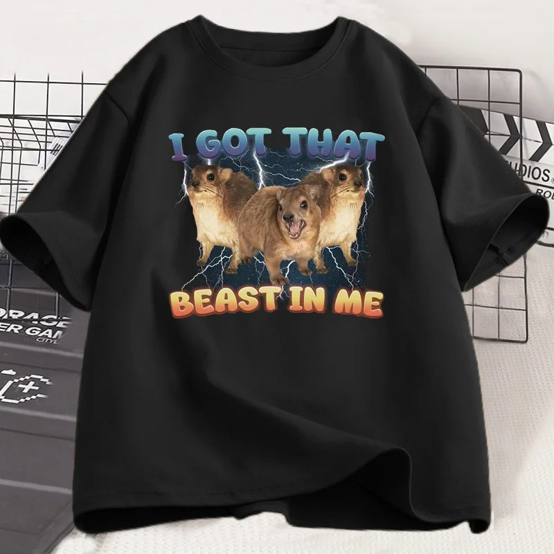 Ho quella bestia in me Divertente Rock Hyrax Meme T-shirt per uomo Donna Silly Dank Memes T Shirt Detti divertenti Trendy Streetwear