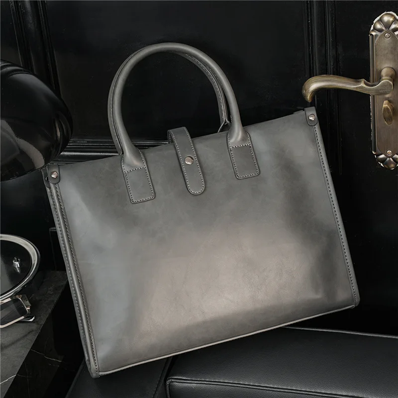 Retro Aktentasche Männer Handtaschen Schulter Taschen Business Datei Umhängetasche Luxus Leder herren Aktentasche Große Kapazität Laptop Taschen