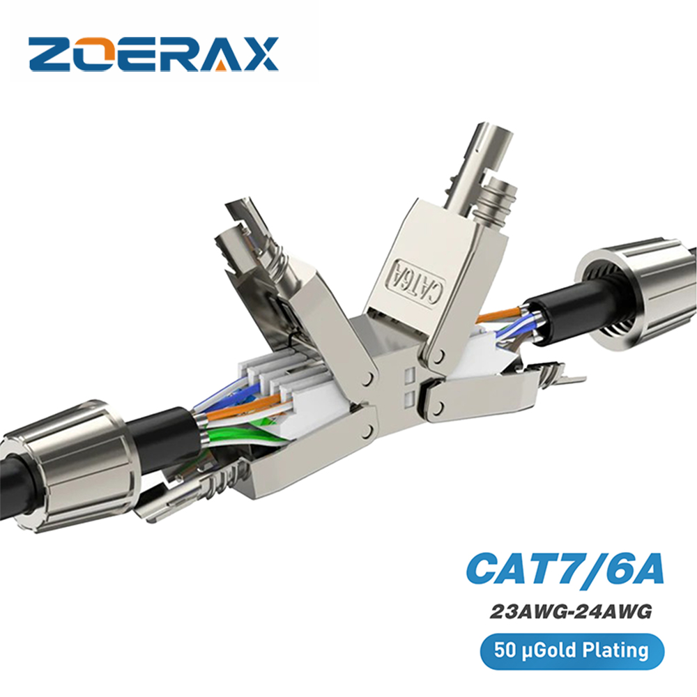 ZoeRax Cat6A Cat7 przedłużacz kabla adapter przyłączeniowy RJ45 skrzynka przyłączeniowa RJ45 Lan przedłużacz kabla złącze w pełni ekranowane bez narzędzi