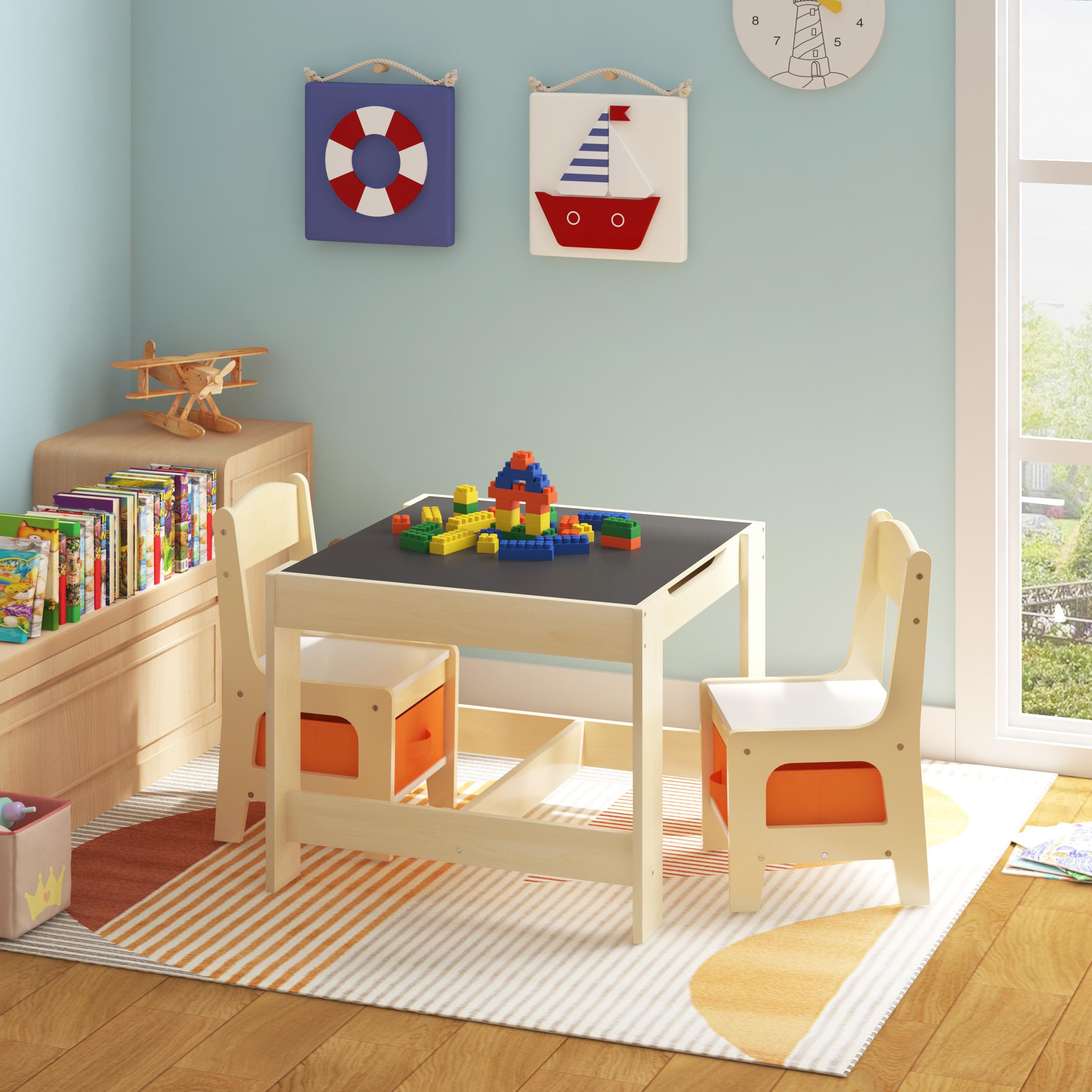 1 STÜCK Holztisch mit 2 Stühlen Kinder Kinderschreibtischhocker Set für Vorschulkinder Jungen Mädchen Aktivität Spieltisch Stühle