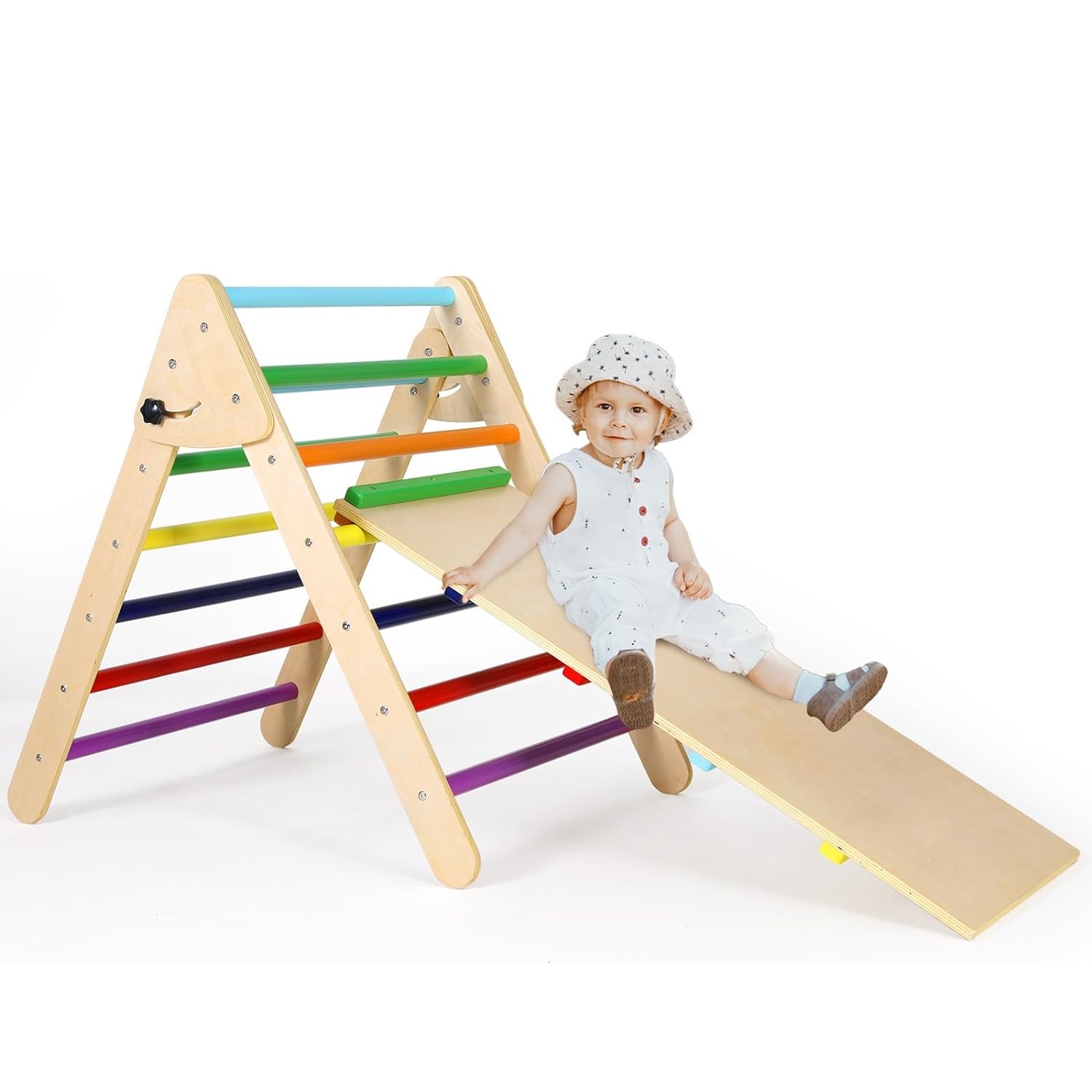 Juego triangular 2 en 1, juguetes de escalada para bebés, parque infantil interior, juguetes de escalada plegables para niños pequeños, madera para gimnasio en la jungla de más de 2 años