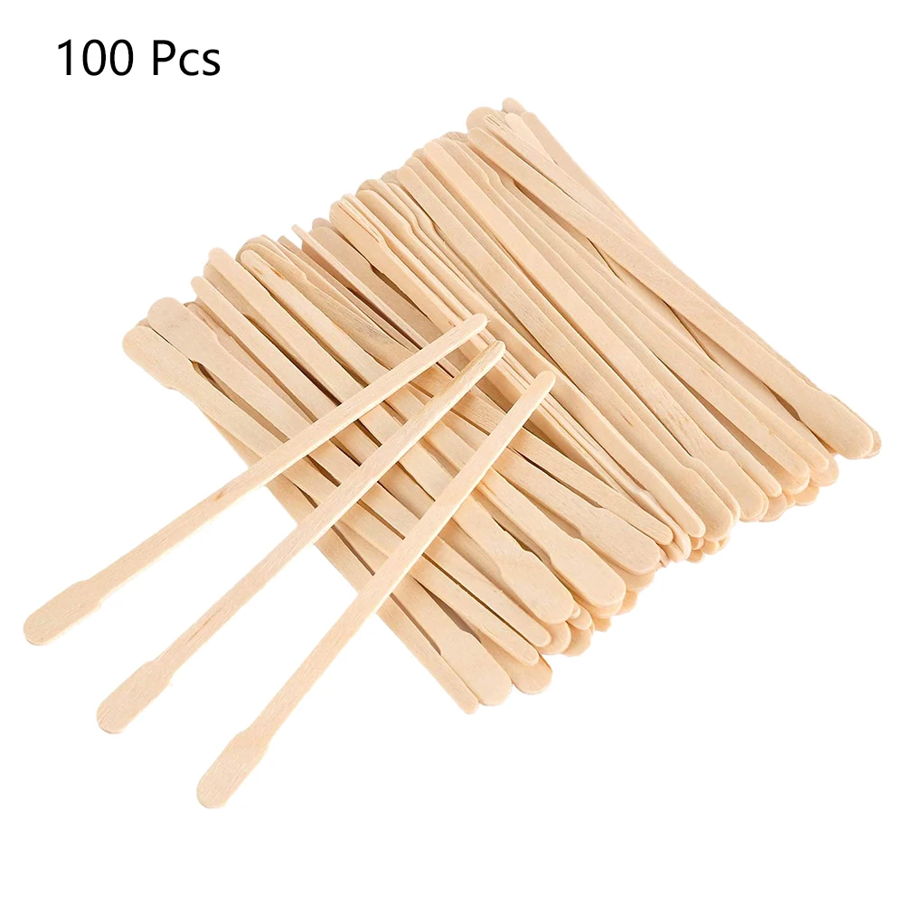 Barras de depilación corporal para cejas, 100 piezas, miniespátulas de madera para depilación, barra pequeña de madera