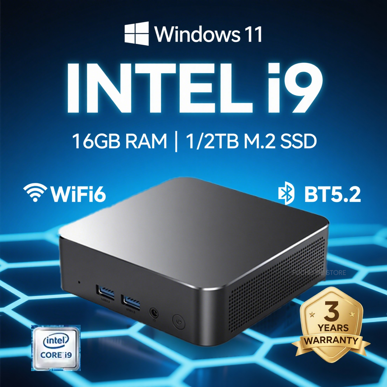 Mini PC i9 con Windows 11 Pro, Intel Core i9 10980HK/Intel N150, 16GB DDR4, SSD de 2048GB, WIFI 6, BT5.2, Mini PC para juegos.