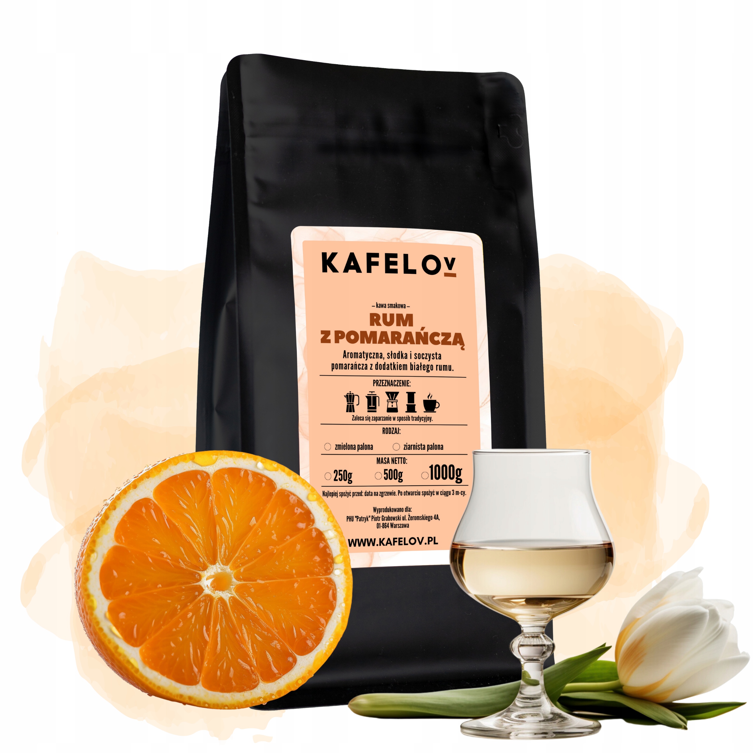 Kafelov Kaffeegeschmack RUM MIT ORANGE 1 kg Getreide