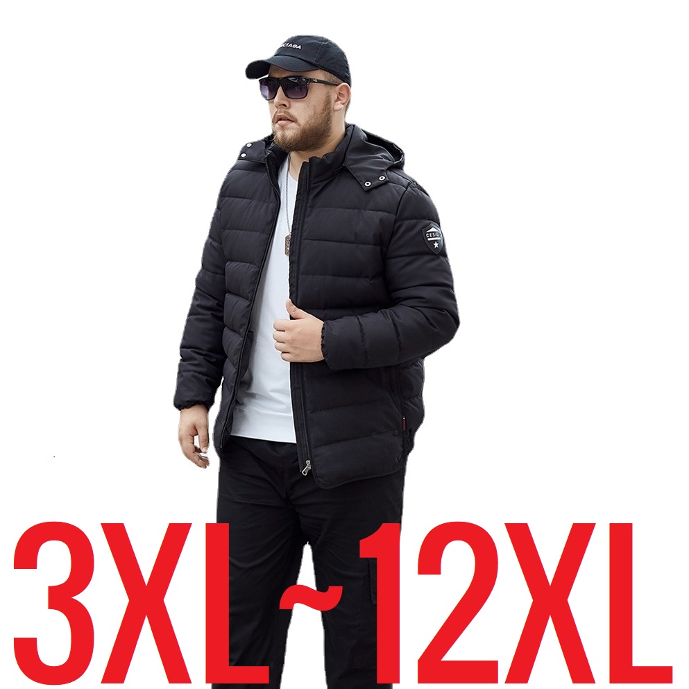 Nowa duża męska kurtka zimowa Gruba ciepła męska parka z kapturem Bawełniana wyściółka Extra Plus Duża wiatrówka Luźny męski płaszcz 12XL 10xl